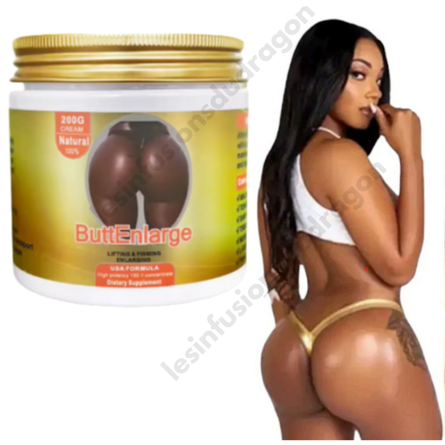 CRÈME ESSENTIELLE POUR L'AGRANDISSEMENT DES FESSES : 2 pots