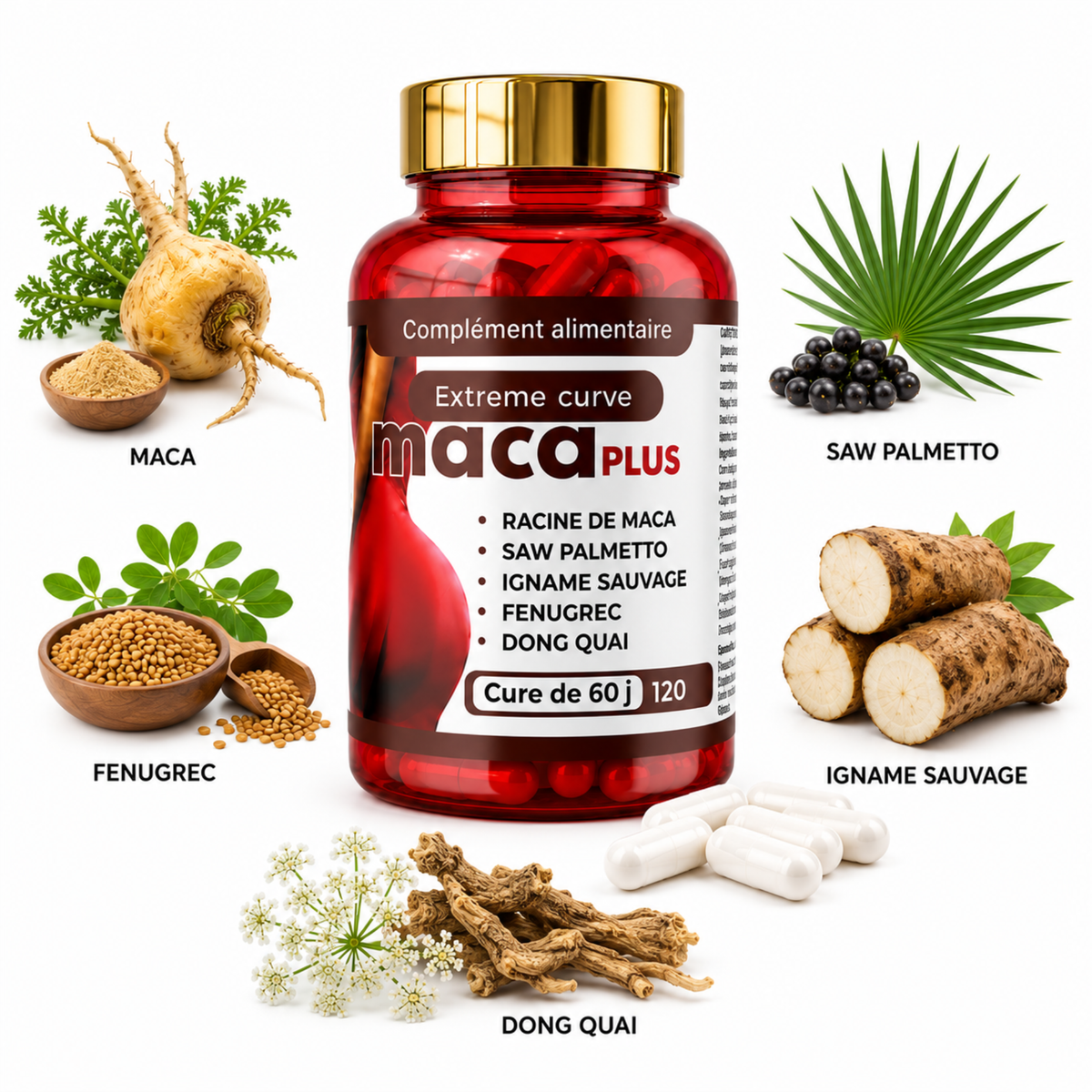 MACA PLUS – EXTRÊME CURVE Complément alimentaire – 120 gélules