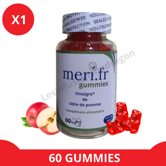 Meri.fr Gummies Minceur - Vinaigre de Cidre | Réduction de l'Appétit | Vegan & Sans Gluten 1 flacon