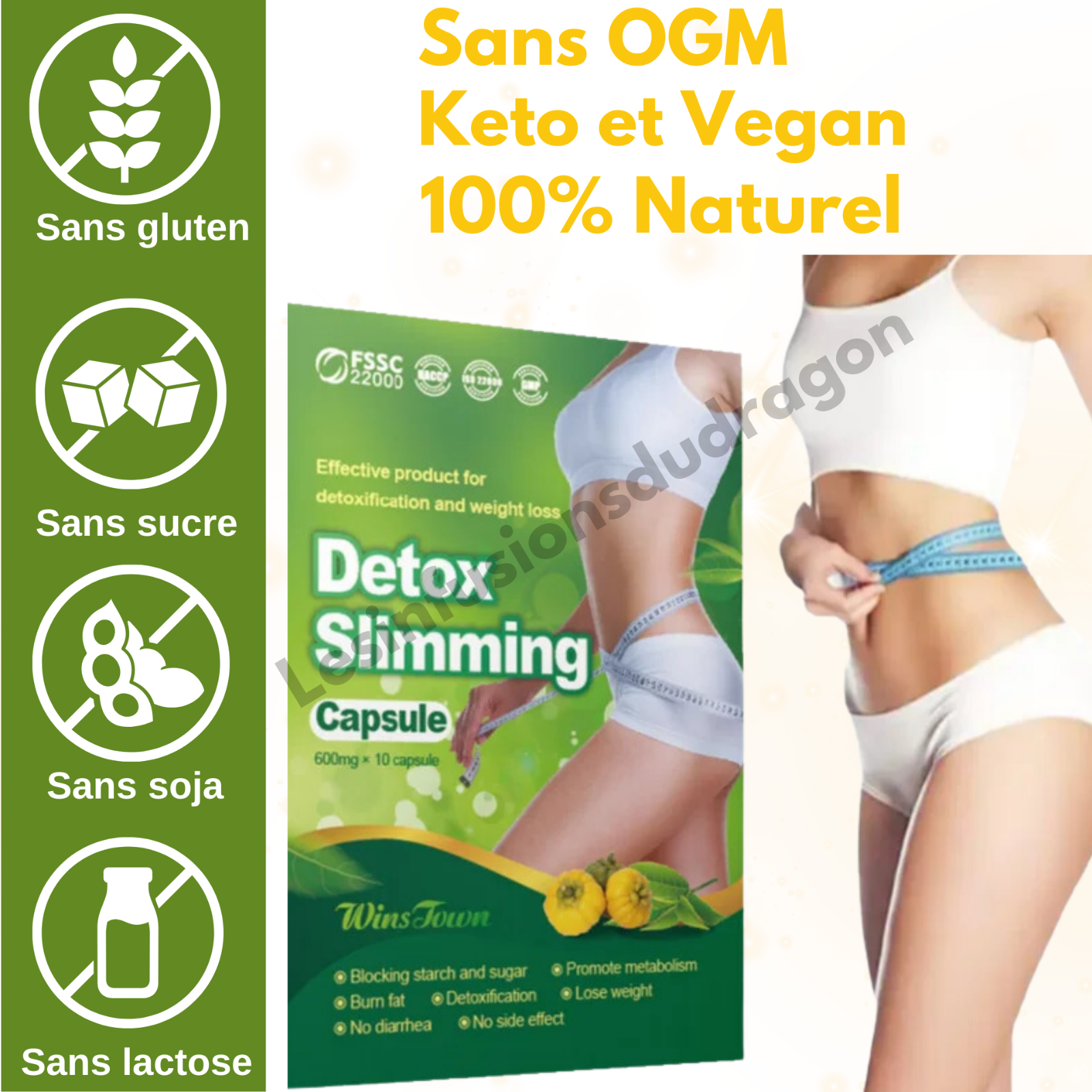 Detox Slimming capsule, coupe-faim, perte de poids, amincissement EXPRESS 15 j