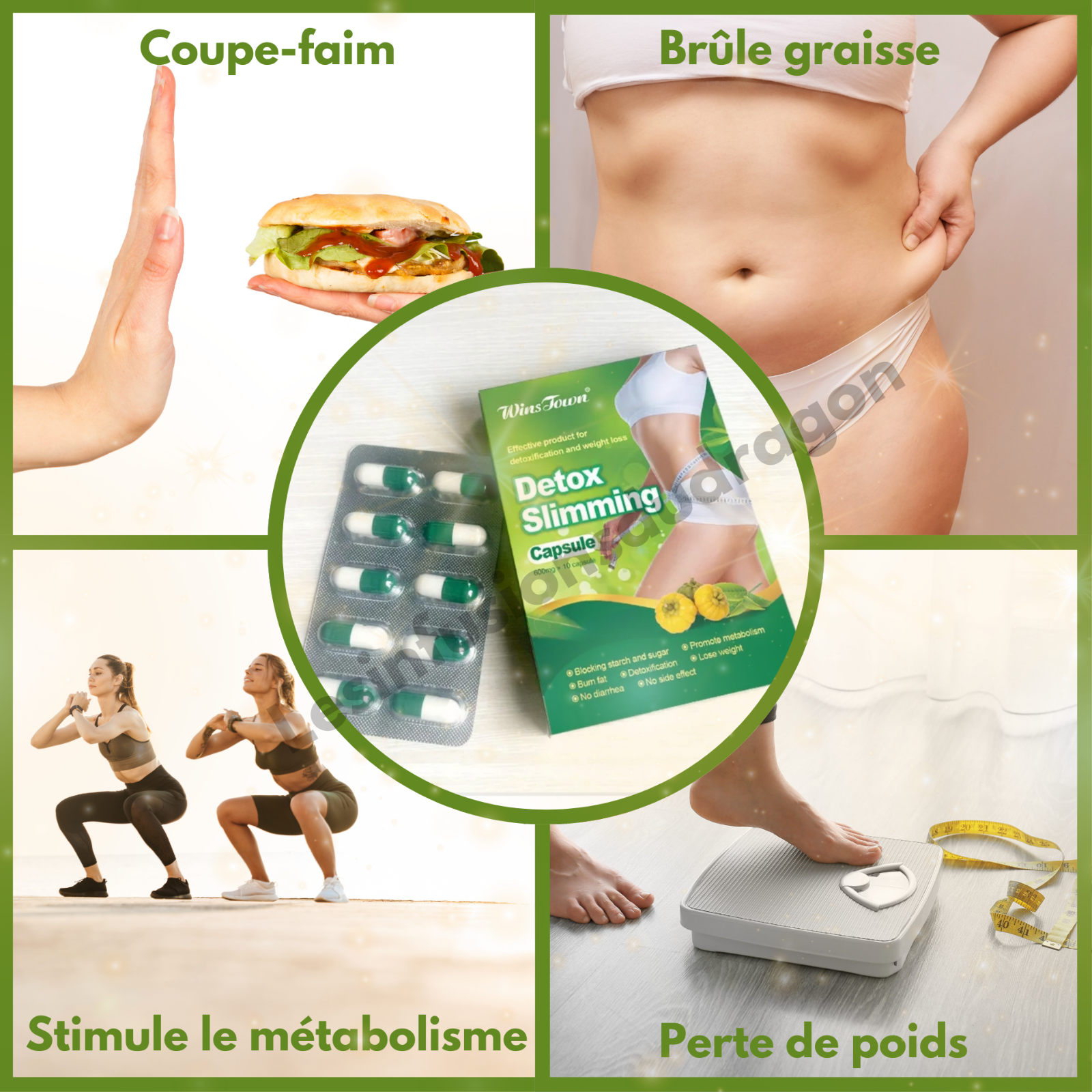 Detox Slimming capsule, coupe-faim, perte de poids, amincissement EXPRESS 10 j