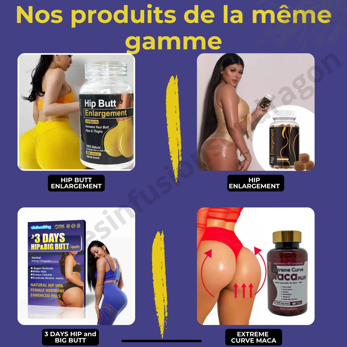 GROSSIR FESSES & HANCHES  3 days hip up (10) X 3 boîtes