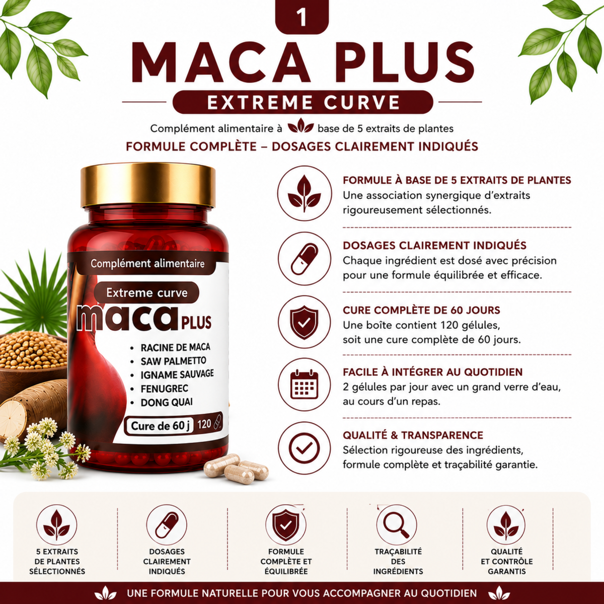 MACA PLUS – EXTRÊME CURVE Complément alimentaire – 120 gélules