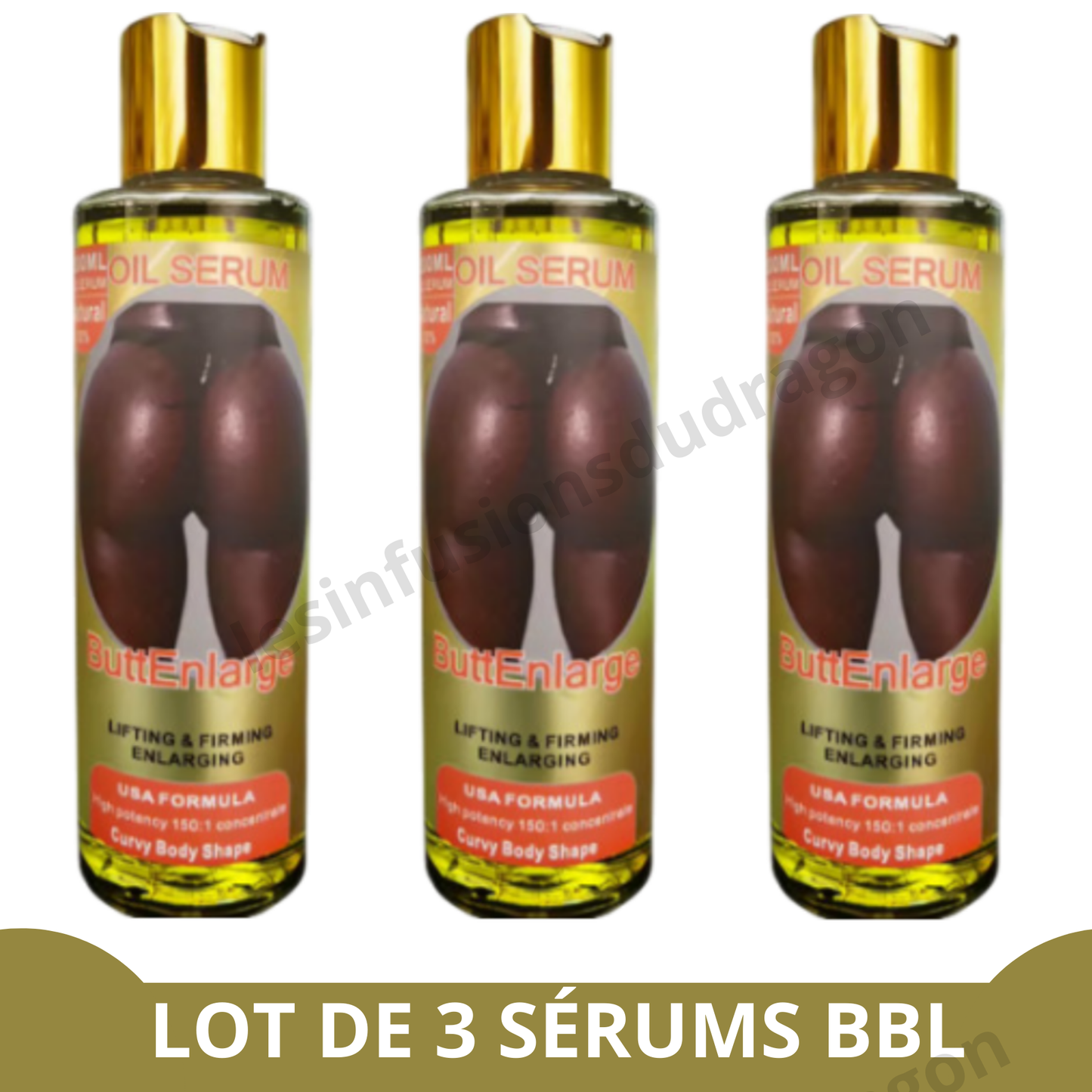 HUILE / SÉRUM POUR L'AGRANDISSEMENT DES FESSES - 3 flacons