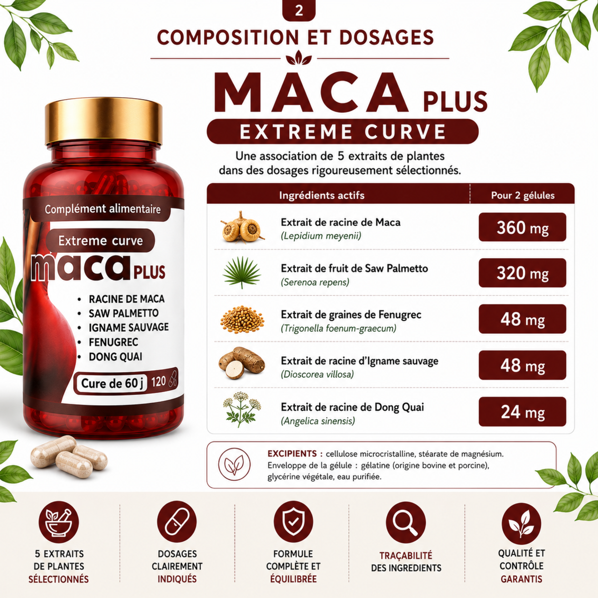 MACA PLUS – EXTRÊME CURVE Complément alimentaire – 120 gélules