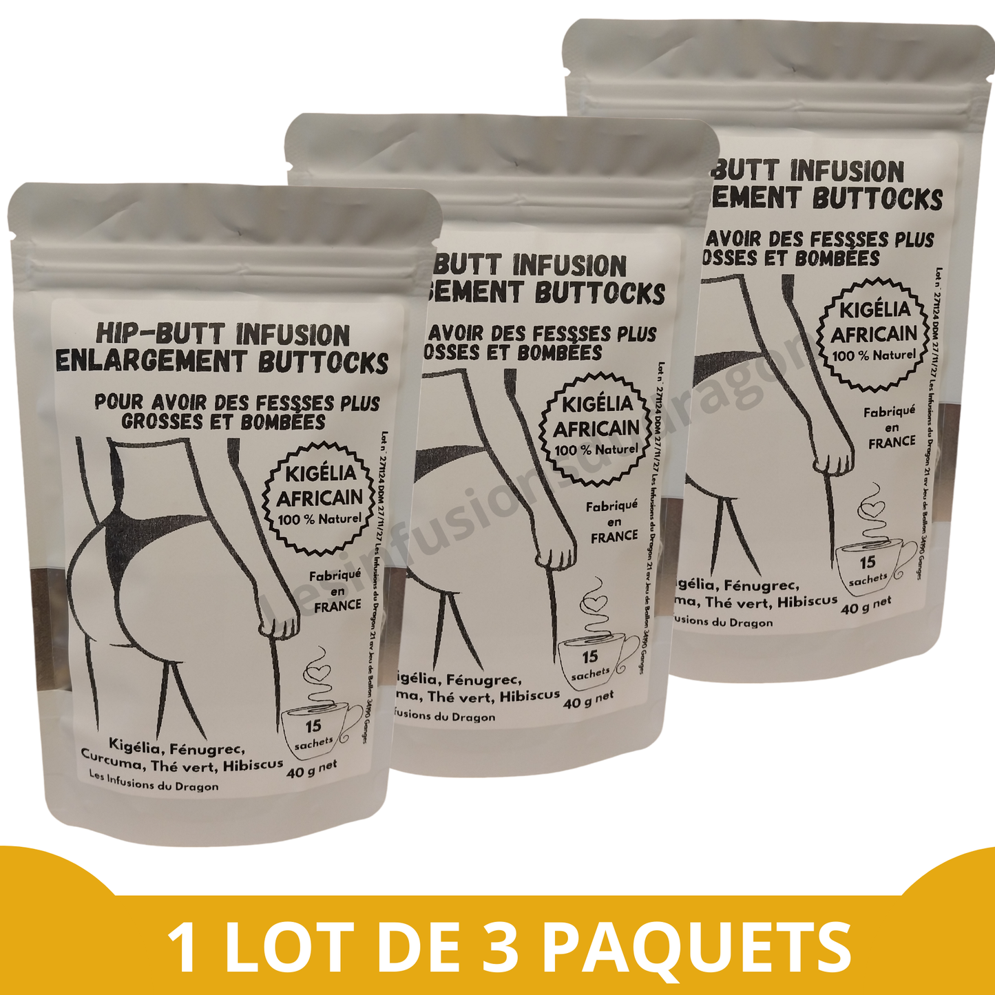 INFUSION BBL KIGÉLIA AFRICAIN - 3 paquets de 15 sachets individuels.