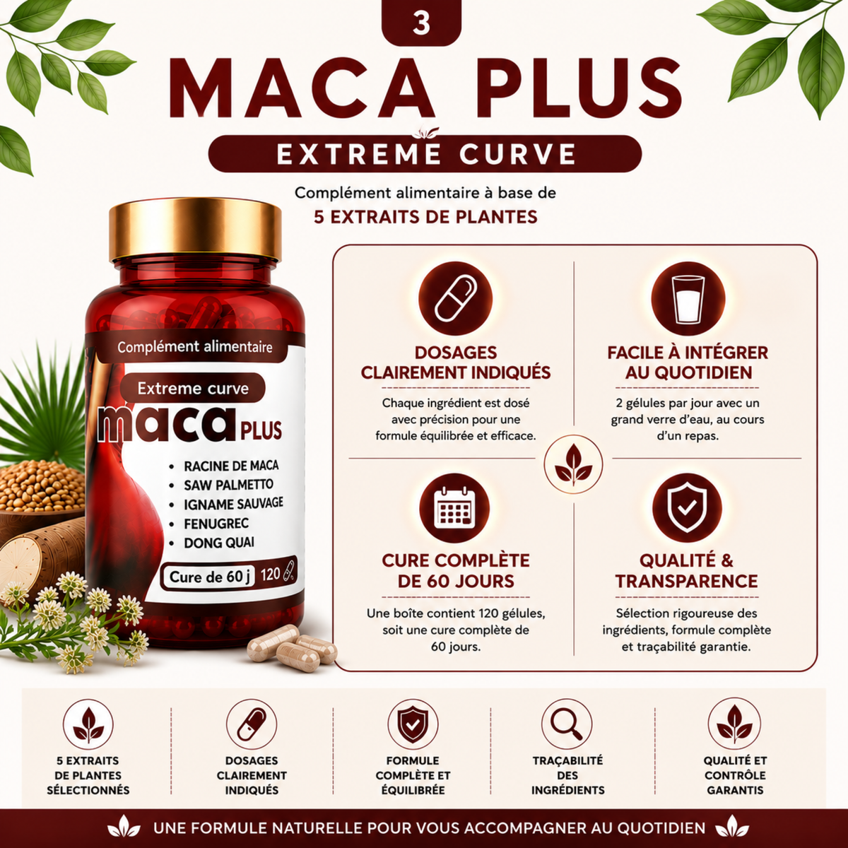 MACA PLUS – EXTRÊME CURVE Complément alimentaire – 120 gélules