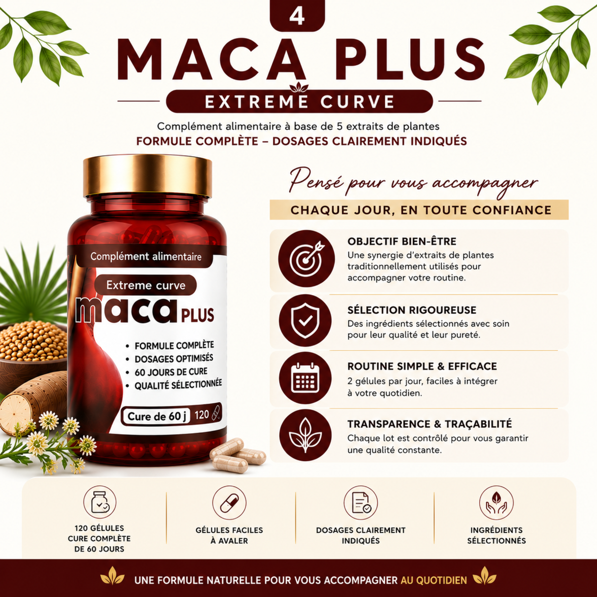 MACA PLUS – EXTRÊME CURVE Complément alimentaire – 120 gélules