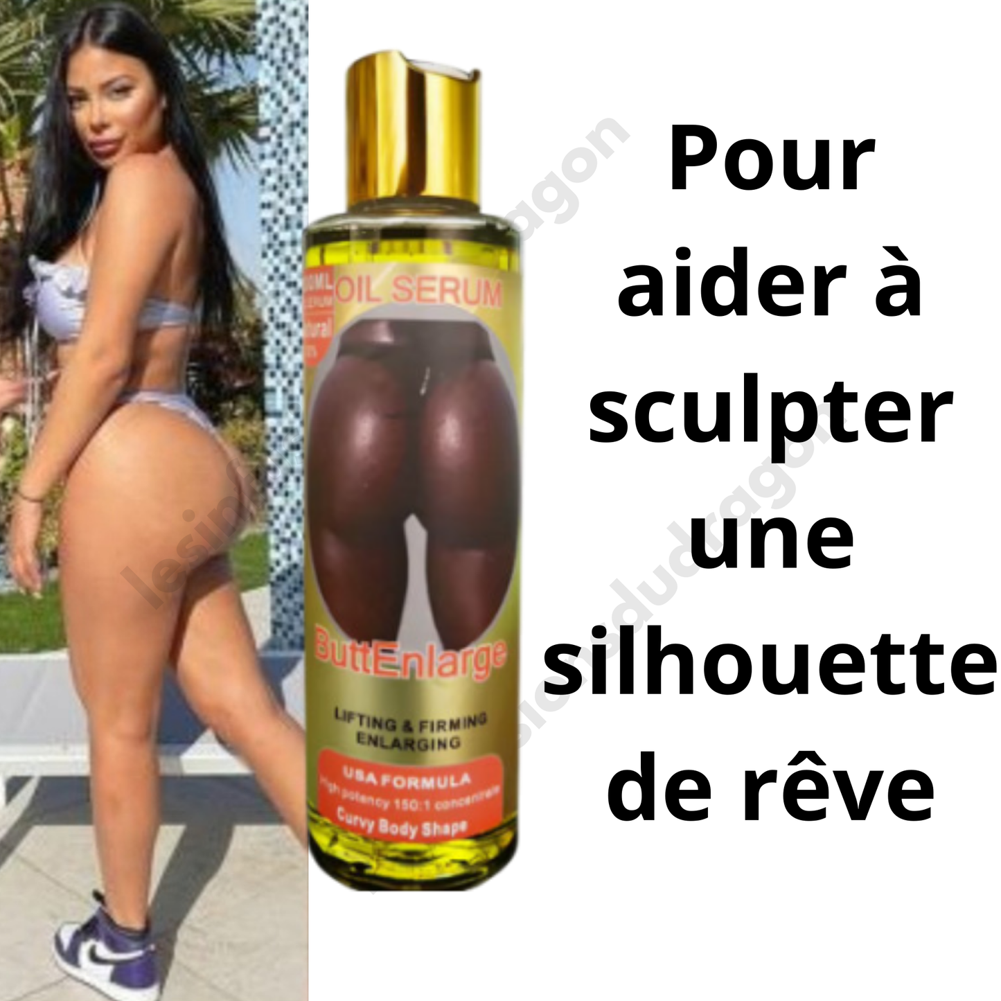 HUILE / SÉRUM POUR L'AGRANDISSEMENT DES FESSES - 3 flacons