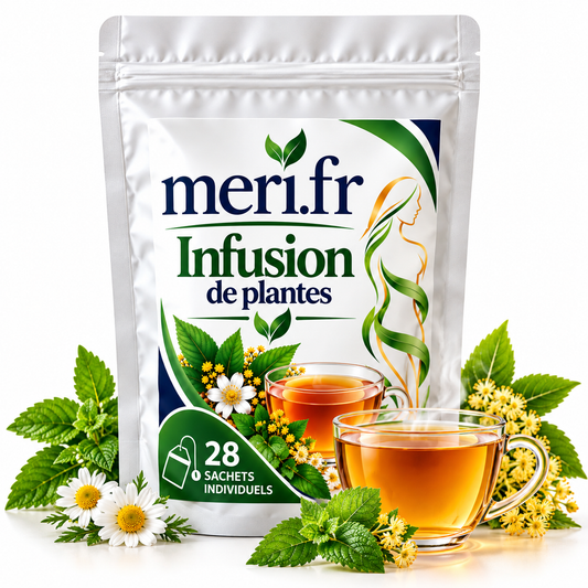 Meri.fr Infusion de Plantes – 28 Sachets Individuels – Tisane aux Plantes – Boisson Chaude ou Froide – Pause Bien-Être au Quotidien
